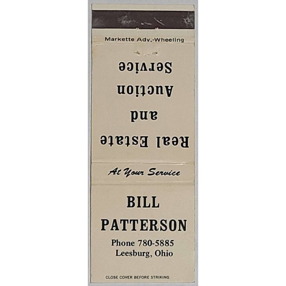 VTG Matchbook Cover Bill Patterson Real Estate Auction Service Leesburg Ohio OH